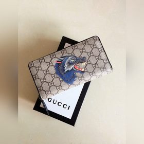 GUCCI Сетчатый принт с изображением головы волка Мужской кошеле