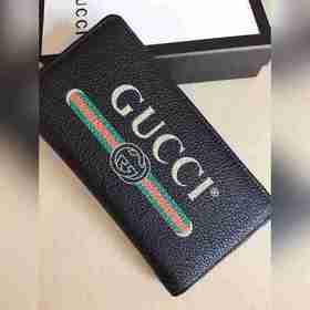 GUCCI Мужской кошелек на молнии Модель： 49000317 Черный Новый лог