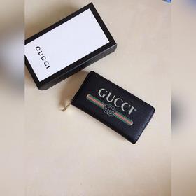 GUCCI Мужской кошелек на молнии Модель： 49000317 Черный Новый лог