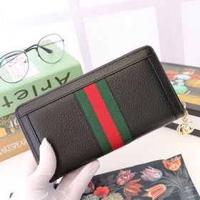 GUCCI Новая модель： 523154 Черный кожаный кошелек с полной застеж
