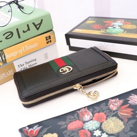 GUCCI Новая модель： 523154 Черный кожаный кошелек с полной застеж