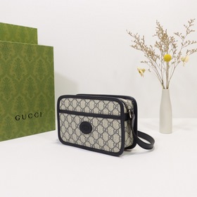 GUCCI Сумка через плечо Модель： 658572 Синий синей кожей Размеры