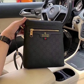 GUCCI Мужская сумка через плечо из кожи первого слоя Модель： AL98