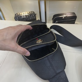 GUCCI Мужская сумка через плечо, черная, модель 66629 Материал： к