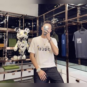 GUCCI Disney Дональд Дак с круглым вырезом Мини-крой, воротник сл