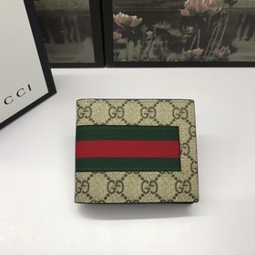 Короткий кожаный кошелек GUCCI, импортный, с вышитым пчелой, из н