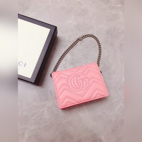 GUCCI Весна-лето Новый цвет макарон Снимаемый мини-кошелек с цепо