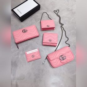 GUCCI Весна-лето Новый цвет макарон Снимаемый мини-кошелек с цепо