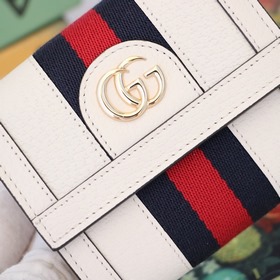 GUCCI Артикул： 523174 Бежевый кожаный кошелек с внутренними отд