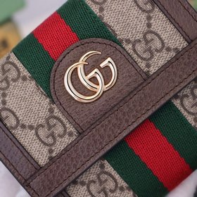 GUCCI Артикул： 523174 Коричневый ПВХ Кожа Новая модель кошелька