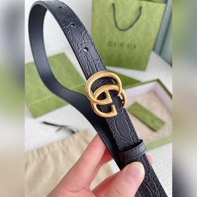 Gucci блестящий ремень с пряжкой виде двойной буквы G и крокодило