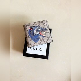 GUCCI Кожаный кошелек с логотипом виде головы волка Модель： 4512
