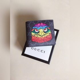 GUCCI Семицветная сова, шелкография Мужской кошелек короткий М