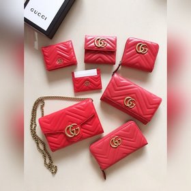 Короткий кошелек GUCCI Marmont с застежкой-молнией, модель： 44312
