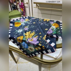 GUCCI GG растительный узор 90 шелковый платок 100% шелк высшего