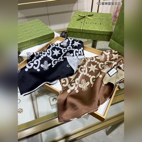 GUCCI GG пчела и звезда, двухслойный, 100% шелк высшего качества
