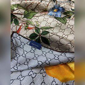 GUCCI Двухслойный шелковый шарф с цветочным принтом GG, 100% шел