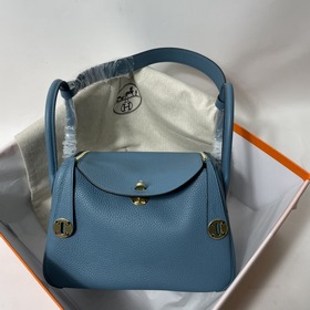 Hermès Импортная сумка из кожи TC, джинсовый синий с золотыми сер