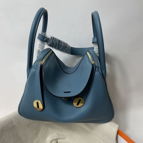 Hermès Импортная сумка из кожи TC, джинсовый синий с золотыми сер