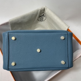 Hermès Импортная сумка из кожи TC, джинсовый синий с золотыми сер