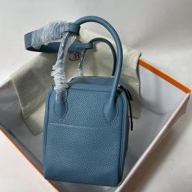 Hermès Импортная сумка из кожи TC, джинсовый синий с золотыми сер