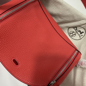 Hermès Импортная сумка из кожи TC с красной и золотой застежкой С
