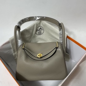 Hermès Импортная сумка из кожи TC, асфальтово-серая с золотыми се