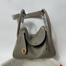 Hermès Импортная сумка из кожи TC, асфальтово-серая с золотыми се