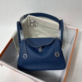 Hermès Импортная сумка из кожи TC Темно-синяя с золотыми серебря
