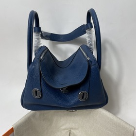 Hermès Импортная сумка из кожи TC Темно-синяя с золотыми серебря