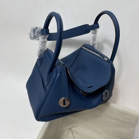 Hermès Импортная сумка из кожи TC Темно-синяя с золотыми серебря