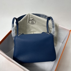 Hermès Импортная сумка из кожи TC Темно-синяя с золотыми серебря