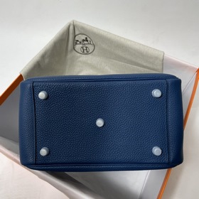 Hermès Импортная сумка из кожи TC Темно-синяя с золотыми серебря