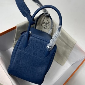 Hermès Импортная сумка из кожи TC Темно-синяя с золотыми серебря
