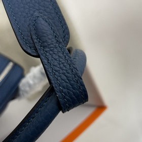 Hermès Импортная сумка из кожи TC Темно-синяя с золотыми серебря