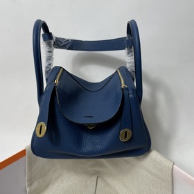 Hermès Импортная сумка из кожи TC Темно-синяя с золотыми серебря