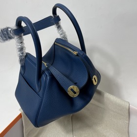 Hermès Импортная сумка из кожи TC Темно-синяя с золотыми серебря