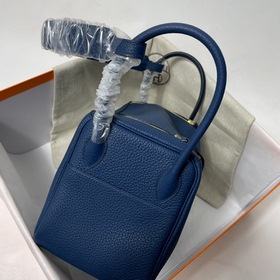 Hermès Импортная сумка из кожи TC Темно-синяя с золотыми серебря