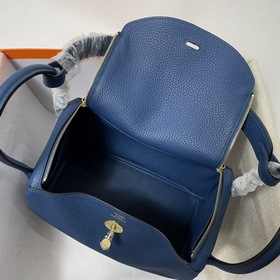 Hermès Импортная сумка из кожи TC Темно-синяя с золотыми серебря