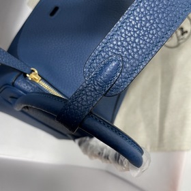 Hermès Импортная сумка из кожи TC Темно-синяя с золотыми серебря
