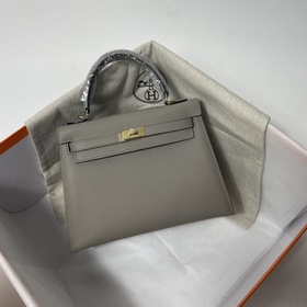 Hermès KL сумка из кожи Epsom, асфальтово-серая с золотыми серебр