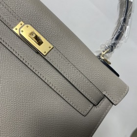 Hermès KL сумка из кожи Epsom, асфальтово-серая с золотыми серебр