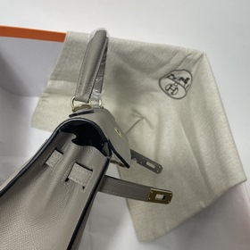 Hermès KL сумка из кожи Epsom, асфальтово-серая с золотыми серебр