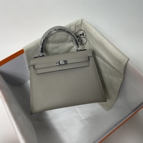 Hermès KL сумка из кожи Epsom, асфальтово-серая с золотыми серебр