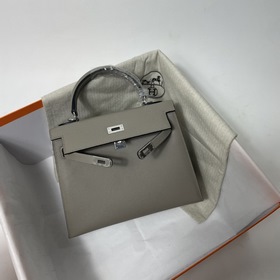 Hermès KL сумка из кожи Epsom, асфальтово-серая с золотыми серебр