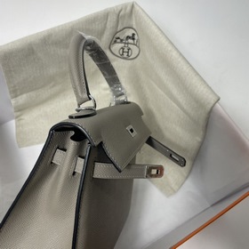Hermès KL сумка из кожи Epsom, асфальтово-серая с золотыми серебр