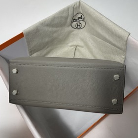 Hermès KL сумка из кожи Epsom, асфальтово-серая с золотыми серебр