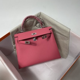 Hermès KL Epsom кожаная сумка серебряной застежкой в форме губной