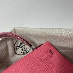 Hermès KL Epsom кожаная сумка серебряной застежкой в форме губной