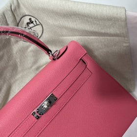 Hermès KL Epsom кожаная сумка серебряной застежкой в форме губной